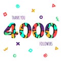 Thank you 4000 followers numbers postcard.